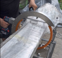 Powered Genggam Orbital Wrapper | Mudah Alih Stretch Film Mesin for Pipes, Lumber & Long Products HROW-450 - Mesin Penggulung Pita